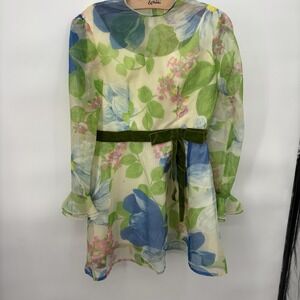 Vintage 60's/70's Floral Chiffon Velvet Bow Size‎ Large